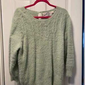 Anthropologie brand green soft fuzzy sweater size L